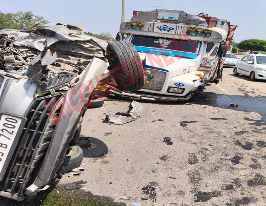 Punjab News: Highway पर टिप्पर और कार की टक्कर, लगा लंबा जाम