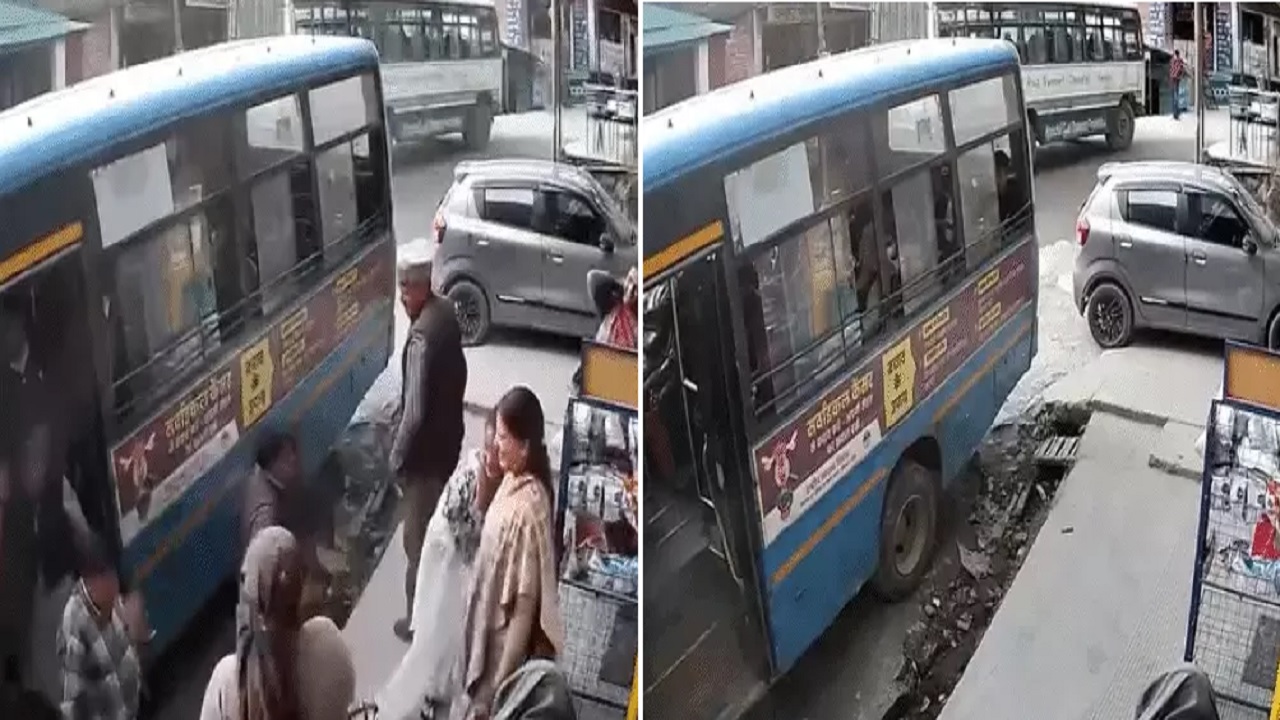 HRTC बस में धुआं निकलने से यात्रियों में मची अफरा-तफरी