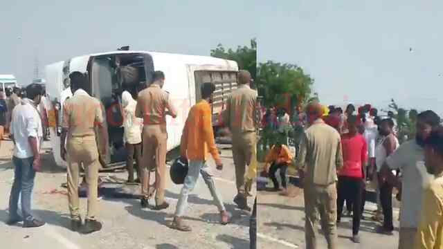 स्टेयरिंग फेल होने से यात्रियों से भरी बस पलटी, 4 की मौत, देखें वीडियो