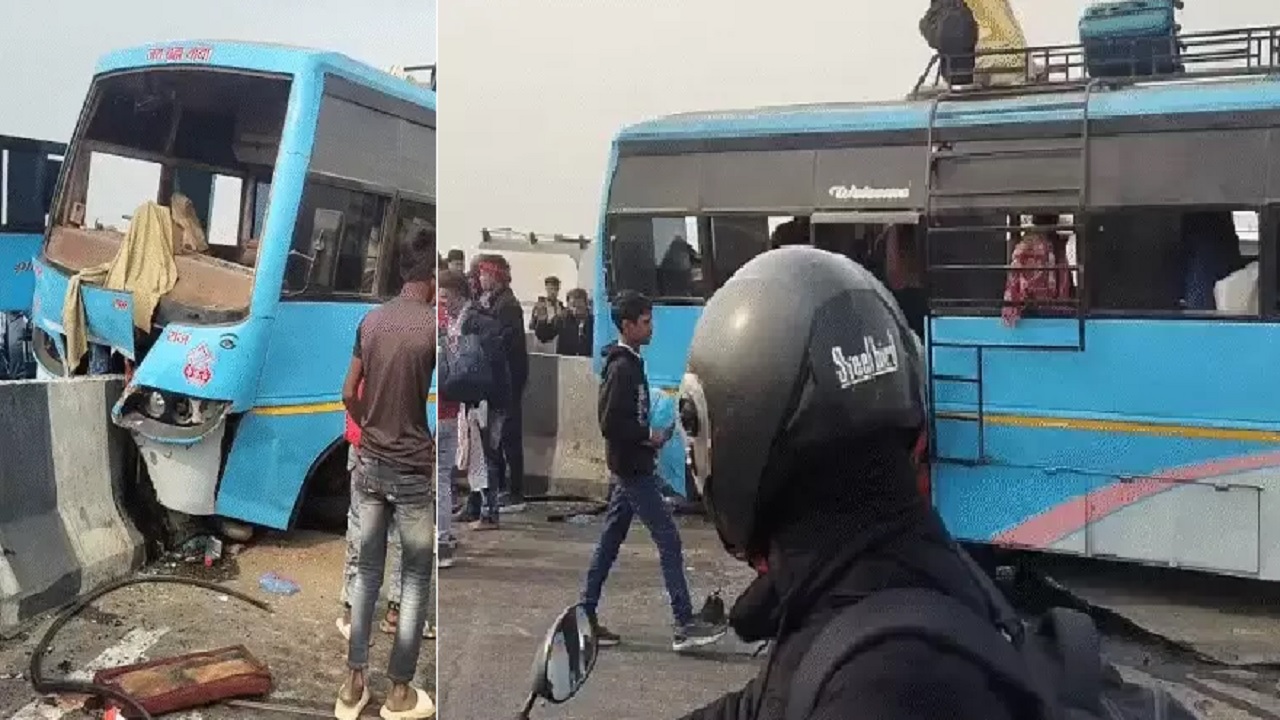 Divider पर चढ़ी बारातियों से भरी बस, छत्त पर बैठे दुल्हन के चाचा की मौत