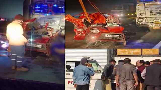 ट्रेलर से भिड़ी Businessman की Car, 4 की मौके पर मौत, गाड़ी के उड़े परखच्चे