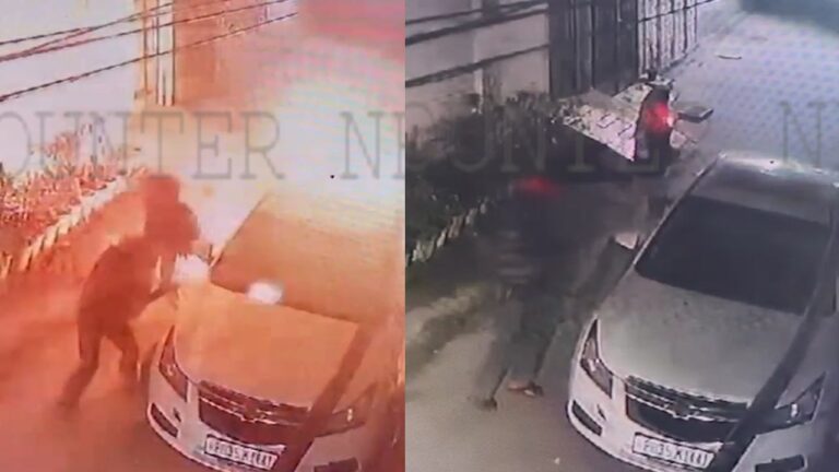 Jalandhar News :  शरारती अनसरों ने घर के बाहर खड़ी Car को लगाई आग, देखें CCTV