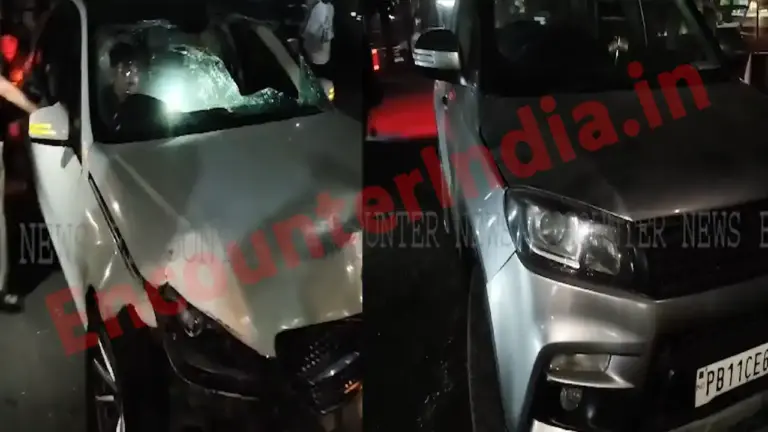 Punjab News: Mercedes और Brezza की टक्कर में गाड़ी के खुले Airbag, 3 घायल, देखें वीडियो