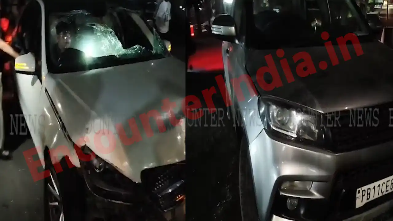 Punjab News: Mercedes और Brezza की टक्कर में गाड़ी के खुले Airbag, 3 घायल, देखें वीडियो
