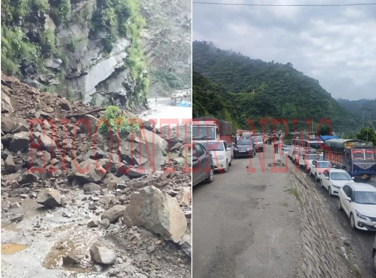 भारी बारिश और Landslide होने से Chandigarh-Manali NH हुआ बंद, वाहनों की लगी लंबी कतारें