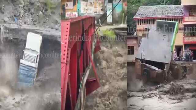 बारिश ने मचाई तबाही, ब्यास दरिया में पहले सड़क समाई, फिर गिरा वाहन, देखें वीडियो