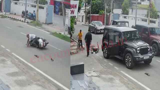 Thar चालक की गुंडागर्दी, एक्टिवा सवार को मारी टक्कर, देखें CCTV