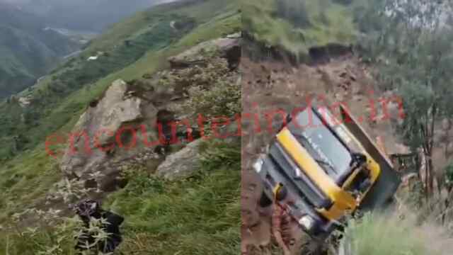 कंगेला गांव में हुए लैंडस्लाइड में लुढ़कीं चट्टानें, खिलौने की तरह गिरा वाहन, देखें वीडियो