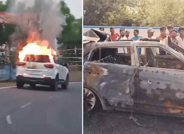 चलती कार बनी आग का गोला, चालक की जिंदा जलकर मौत