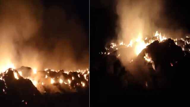 खेत में लगी भीषण आग, 450 एकड़ पराली जलकर राख