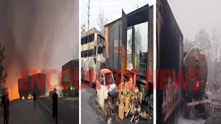 केमिकल टैंकर फटने से 40 गाड़ियों में लगी आग, 5 लोग जिंदा जले, 35 लोग झुलसे, Highway बंद, देखें वीडियो