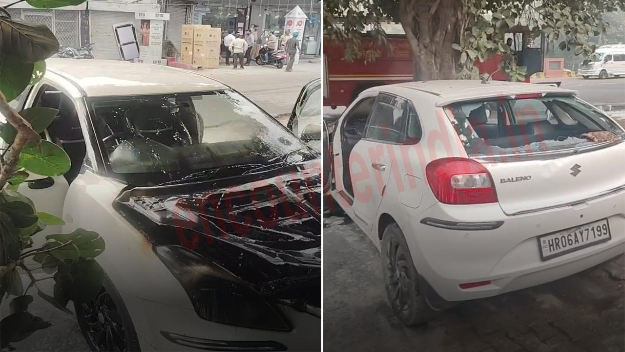 Jalandhar News: Hotel King के बाहर गाड़ी को लगी आग, देखें वीडियो