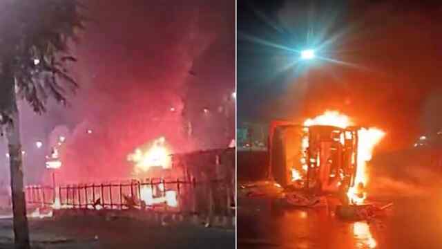 कोयले से भरे ट्रेलर में लगी आग, Driver जिंदा जला