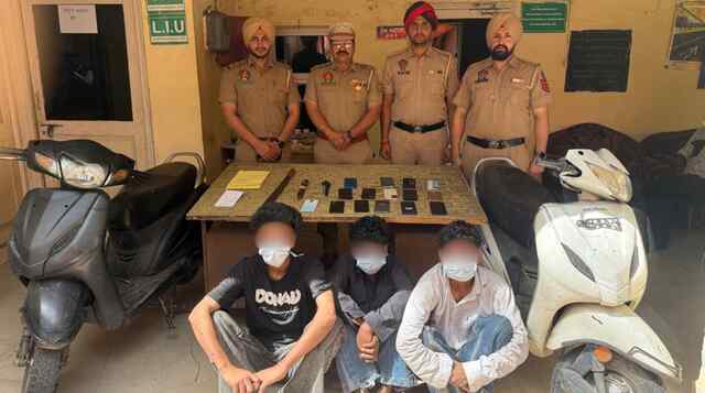 Jalandhar News: 15 मोबाइल फोन व 2 एक्टिवा सहित 3 लुटेरे गिरफ्तार