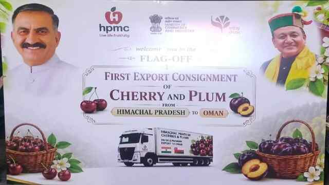 बागवानी मंत्री ने चण्डीगढ़ से Cherry एवं Plum की पहली निर्यात खेप को ओमान के लिए हरी झंडी दिखाकर किया रवाना