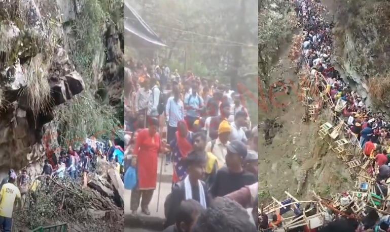 जानकीचट्टी पैदल मार्ग पर हुई Landslide, श्रद्धालुओं के मलबे में दबे होने की आशंका, देखें वीडियो