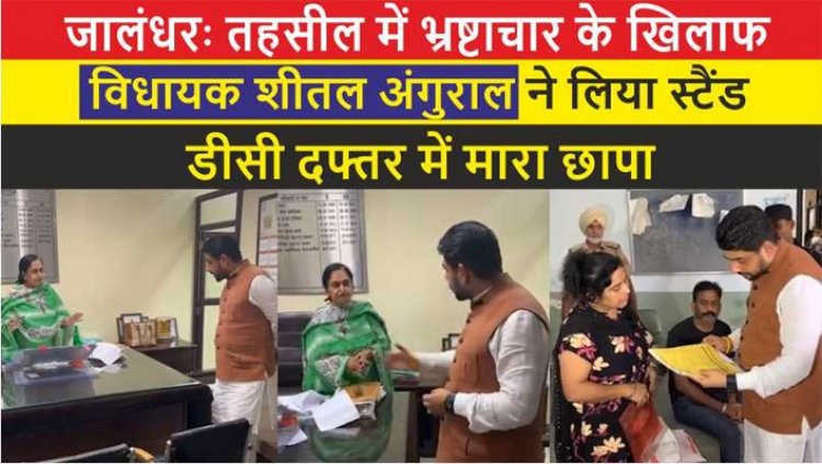 जालन्धर तहसील में भ्रष्टाचार के खिलाफ आप विधायक शीतल अंगुराल ने लिया स्टैंड, डीसी दफ्तर में मारा छापा