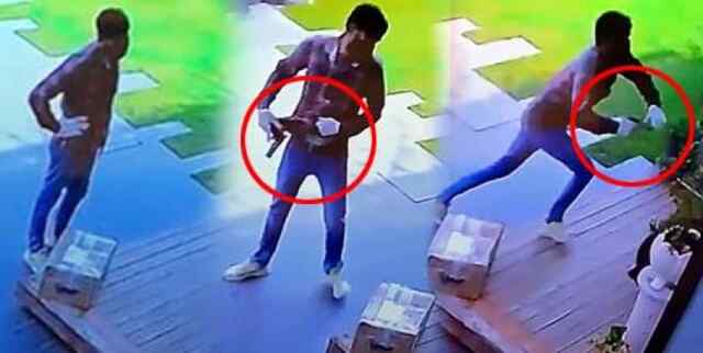 पार्सल के देने के बहाने पिस्तौल लेकर कारोबारी के घर घुसा लुटेरा, घटना सीसीटीवी में कैद