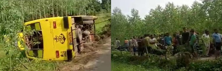 होशियारपुरः खेतों में पलटी बच्चों से भरी स्कूल बस, 30 बच्चे थे सवार
