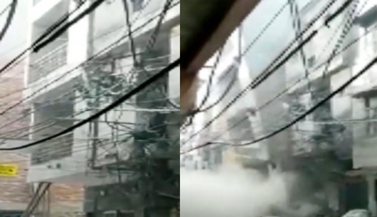 4 मंजिला इमारत धड़धड़ाकर गिरी, मची अफरा-तफरी, देखें वीडियो