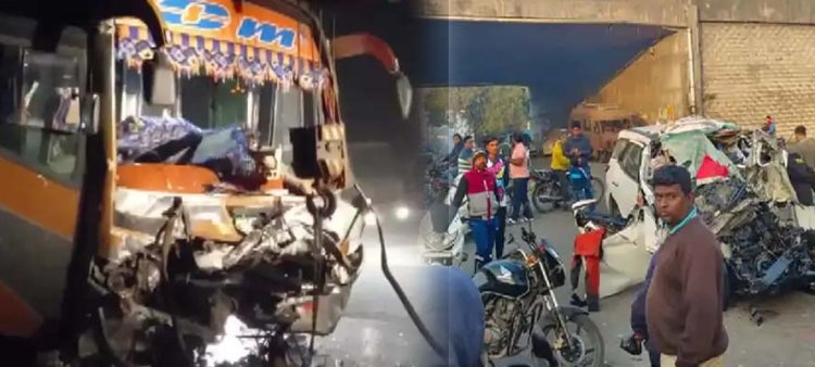 बस कार के भयानक हादसे दौरान चालक को आया अटैक, 9 की मौत
