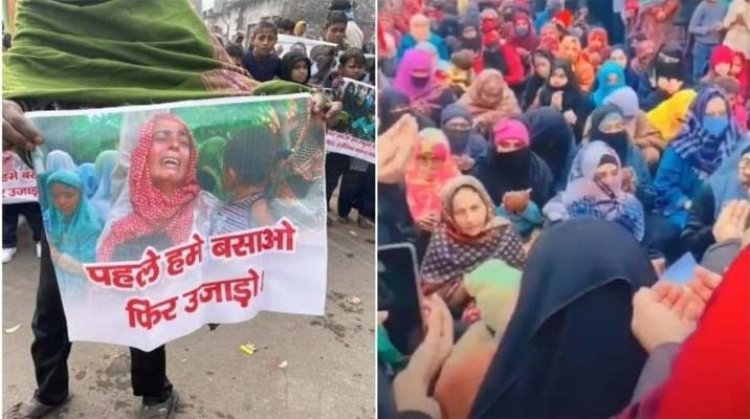 लतीफपुरा के बाद अब यहां पर घरों को बचाने के लिए सड़कों पर उतरे हजारों लोग, देखें वीडियों