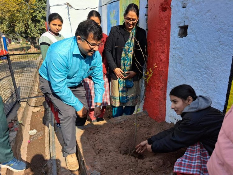 खेड़ा नानोवाल स्कूल में बेटी बचाओ बेटी पढ़ाओ के तहत लगाये पौधे