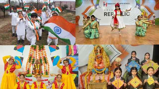 इनोसेंट हार्ट्स में हर्षोल्लास के साथ मनाया बसंत पंचमी व गणतंत्र दिवस