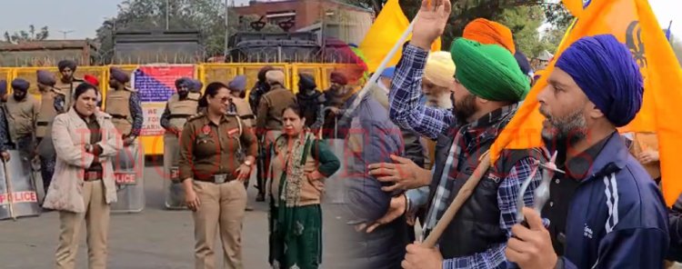 धरना लगाकर सड़क पर बैठी कौमी इंसाफ मोर्चा, भारी पुलिस फोर्स तैनात, देखें वीडियो 