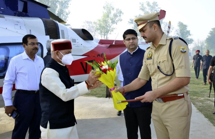 राज्यपाल का ऊना पहुंचने पर स्वागत 