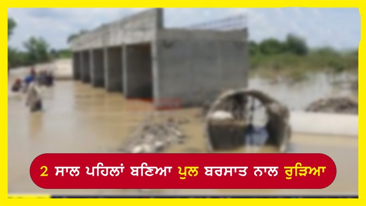 ਪੰਜਾਬ: 2 ਸਾਲ ਪਹਿਲਾਂ ਬਣਿਆ ਪੁੱਲ ਬਰਸਾਤ ਨਾਲ ਰੁੜਿਆ, ਦੇਖੋ ਵੀਡੀਓ