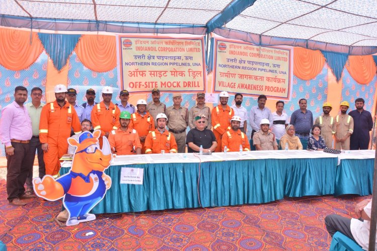 एन.आर.पी.एल, इंडियन ऑयल कॉर्पोरेशन, ऊना द्वारा गाँव बाथू में ऑफ-साइट स्तर-III फायर मॉक ड्रिल और ग्राम जागरूकता कार्यक्रम