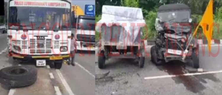 पंजाबः Thar और पुलिस बस में हुई भयानक टक्कर