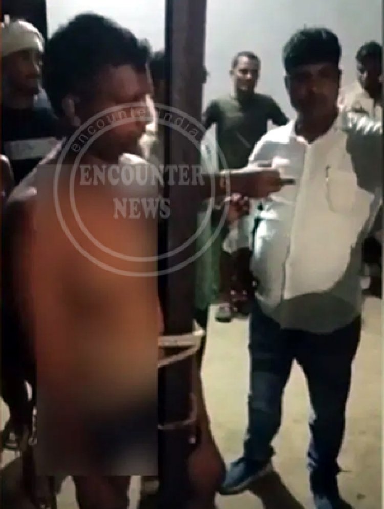 शर्मनाक करतूत! घर में घुसकर थाना प्रभारी ने लड़की से की गंदी हरकत, लोगों ने खंभे से बांधकर पीटा, देखें वीडियो