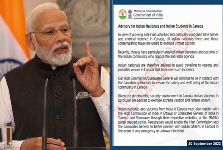 कनाडा रह रहे छात्रों को लेकर भारत सरकार ने जारी की एडवाइजरी