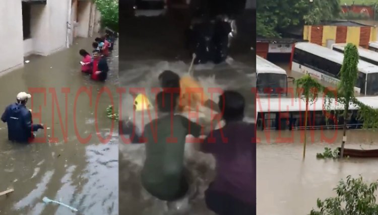 भारी बारिश से आई बाढ़, 25 लोगों का रेस्क्यू, स्कूल कॉलेज बंद, देखें वीडियो 