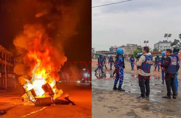 प्रदर्शनकारियों ने डीसी दफ्तर में की तोड़फोड़, 2 गाड़ियों में लगाई आग, CRPF जवान तैनात