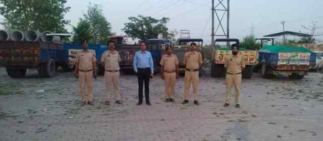 पुलिस ने अवैध खनन में संलिप्त पकड़े 7 वाहन, 40 हजार वसूला जुर्माना