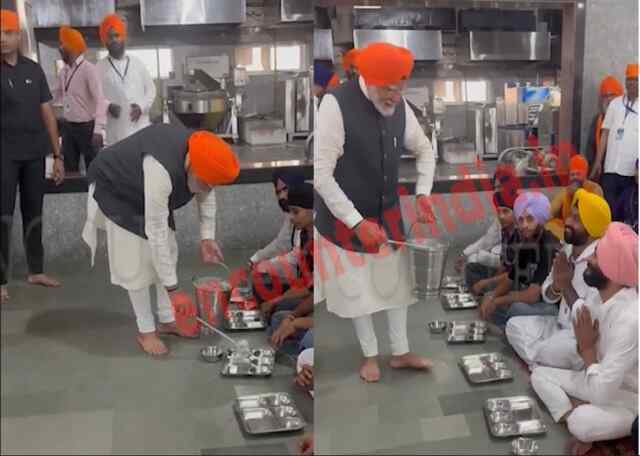 गुरुद्वारा साहिब में लंगर की सेवा करते दिखे PM नरेंद्र मोदी, देखें वीडियो