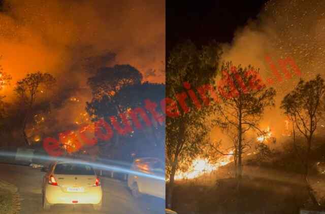 माता चितंपूर्णी के रास्ते में पहाड़ी जगलों में लगी भीषण आग, देखें वीडियो