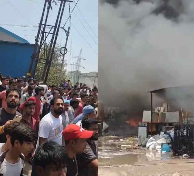 स्क्रैप के गोदाम में लगी भीषण आग, करोड़ो का सामान जलकर राख, देखें वीडियो
