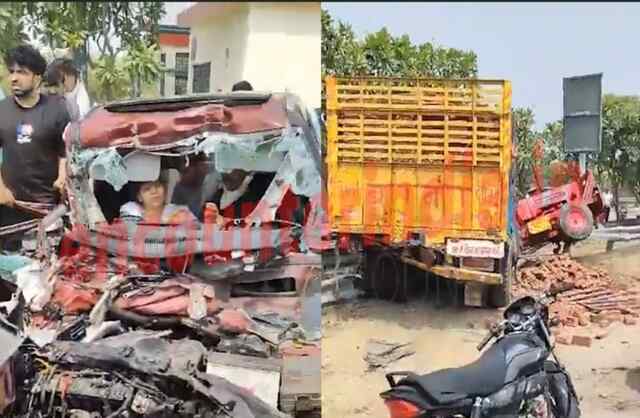 OMG! भीषण सड़क हादसे में SUV के उड़े परखच्चे, एयरबैग ने बचाई मां-बेटी की जान, देखें वीडियो  