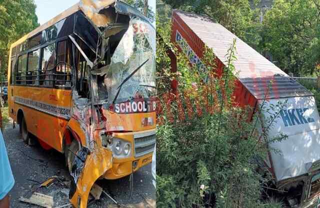 School Bus और ट्राले में हुई टक्कर,  25 छात्र घायल