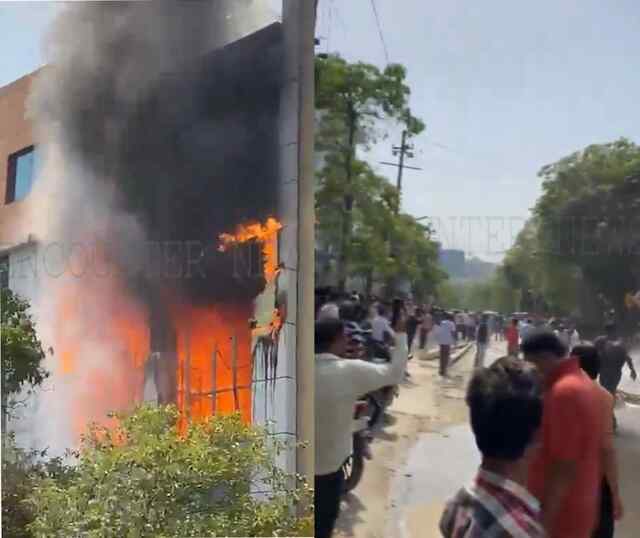 AC ब्लास्ट होने पर ऑफिस में लगी आग, देखें Video
