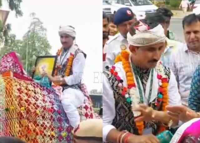 ऊंट पर बैठकर संसद की ओर निकले MP Rajkumar, Police ने रास्ते में रोका, देखें वीडियो