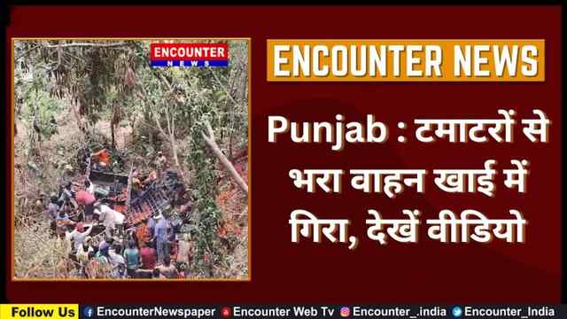 Punjab : टमाटरों से भरा वाहन खाई में गिरा, देखें वीडियो