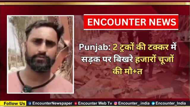 Punjab: 2 ट्रकों की टक्कर में सड़क पर बिखरे हजारों चूजों की मौत, देखें वीडियो