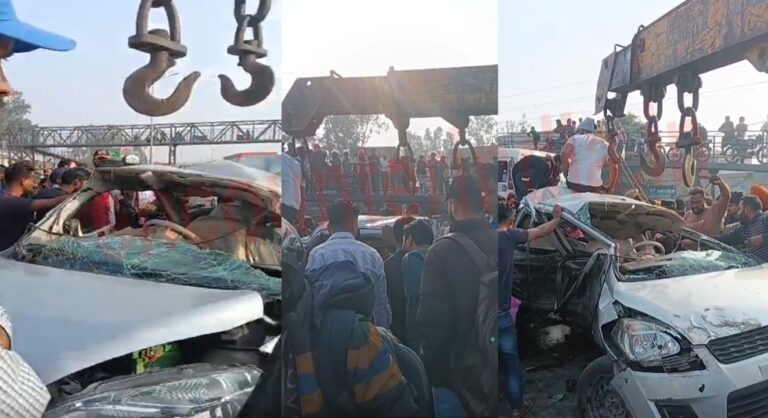Jalandhar News: National Highway पर हुआ भीषण सड़क हादसा, गाड़ी के उड़े परखच्चे, देखें Live