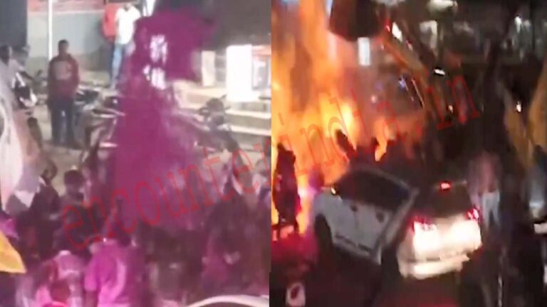 जीत का जश्न मना रहे विधायक पर JCB ने गिराया गुलाल, लगी आग, Video Viral