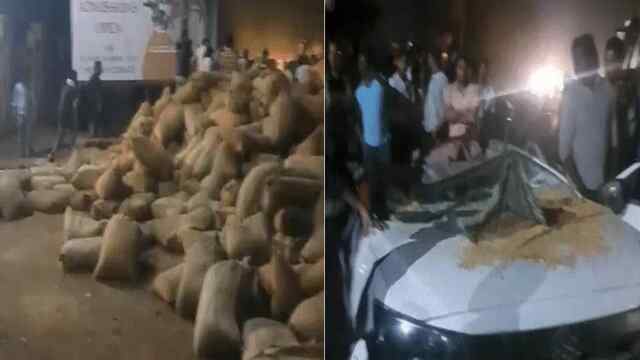 धान से लदा Overloaded ट्रक कार पर पलटा, दंपति सहित 3 की मौत
